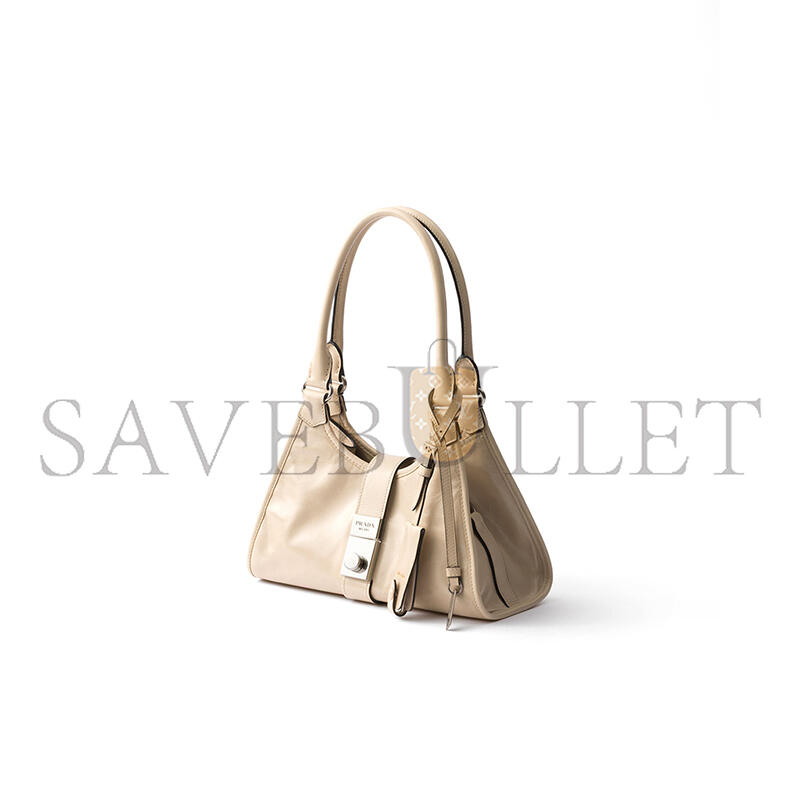 PRADA SMALL PUSH-BUTTON LEATHER HANDBAG 1BG580 (26*18*12cm)